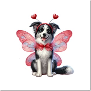 Valentine Fairy Border Collie Dog Posters and Art